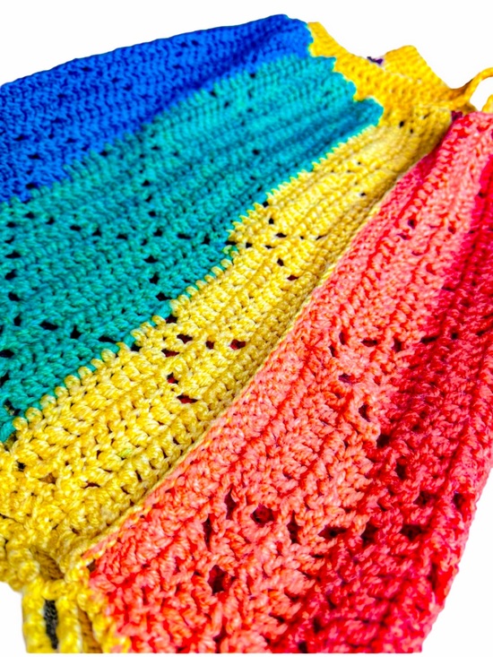 Hand Crafted Other - Handmade Crochet Rainbow Suspender Skirt Girls Size 4T 5+ Little Girls Dress EUC